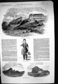 Original Old Antique Print 1856 Biarritz Imperial Chateau Baigneuse Rocks 19th