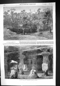 Old 1863 Entrance Cave Elephanta Bay Bombay Gara-Pori Architecture Ar Victorian