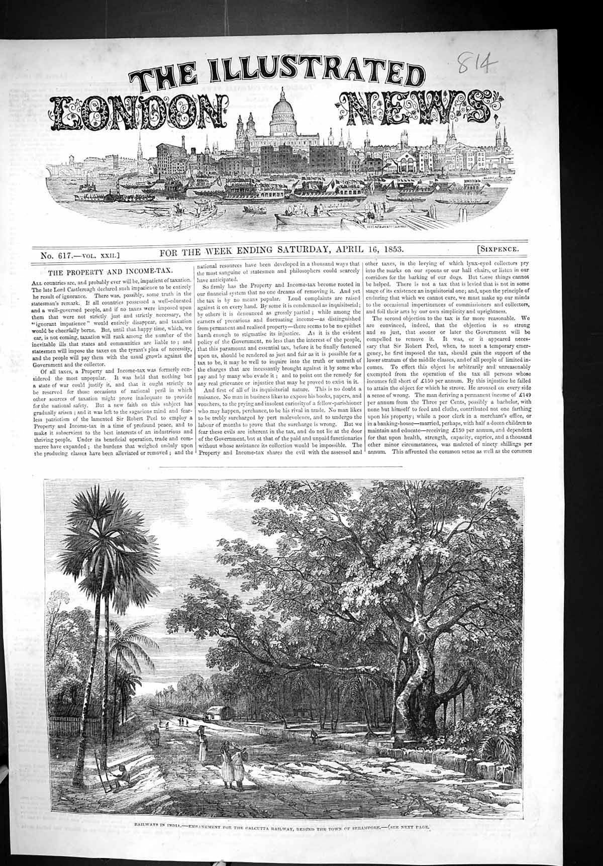 Old 1853 Railways India Embankment Calcutta Town Serampore Transport Victorian