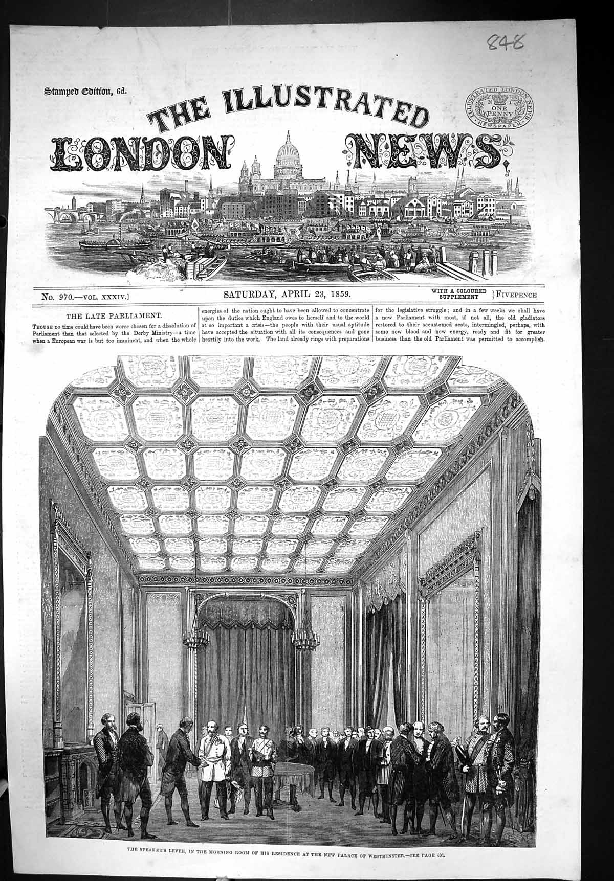 Old 1859 Speakers Levee Morning Room Residence Palace Westminster Par Victorian