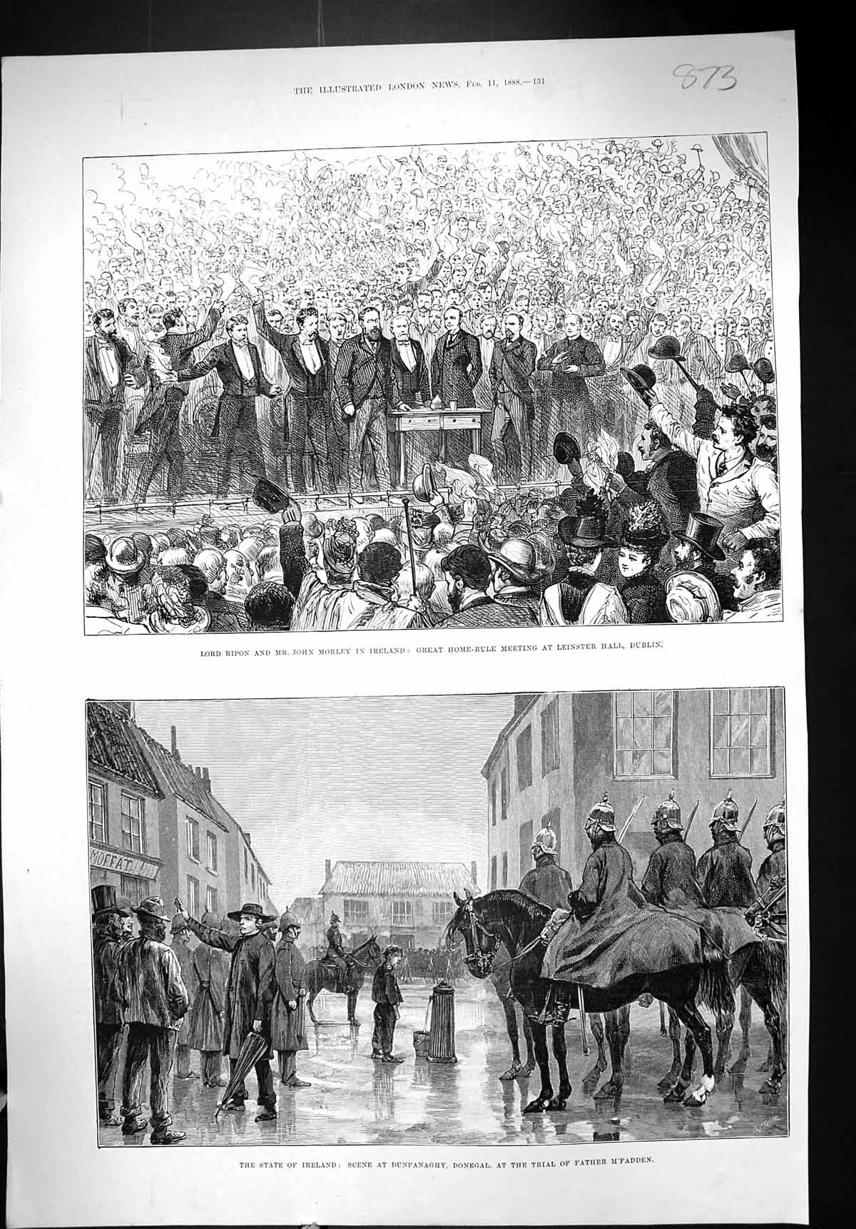 Old 1888 Lord Ripon John Morley Ireland Dunfanaghy Donegal Father M'F Victorian