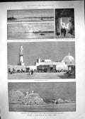 Old 1883 Egypt Market Place Esneh Bazaar Arabian Mountains Nile Edfou Victorian