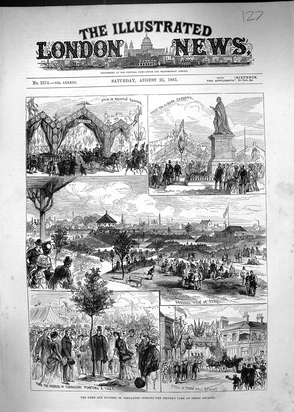 Old 1883 Duke Duchess Connaught People'S Park Great Grimsby Albert Ga Victorian