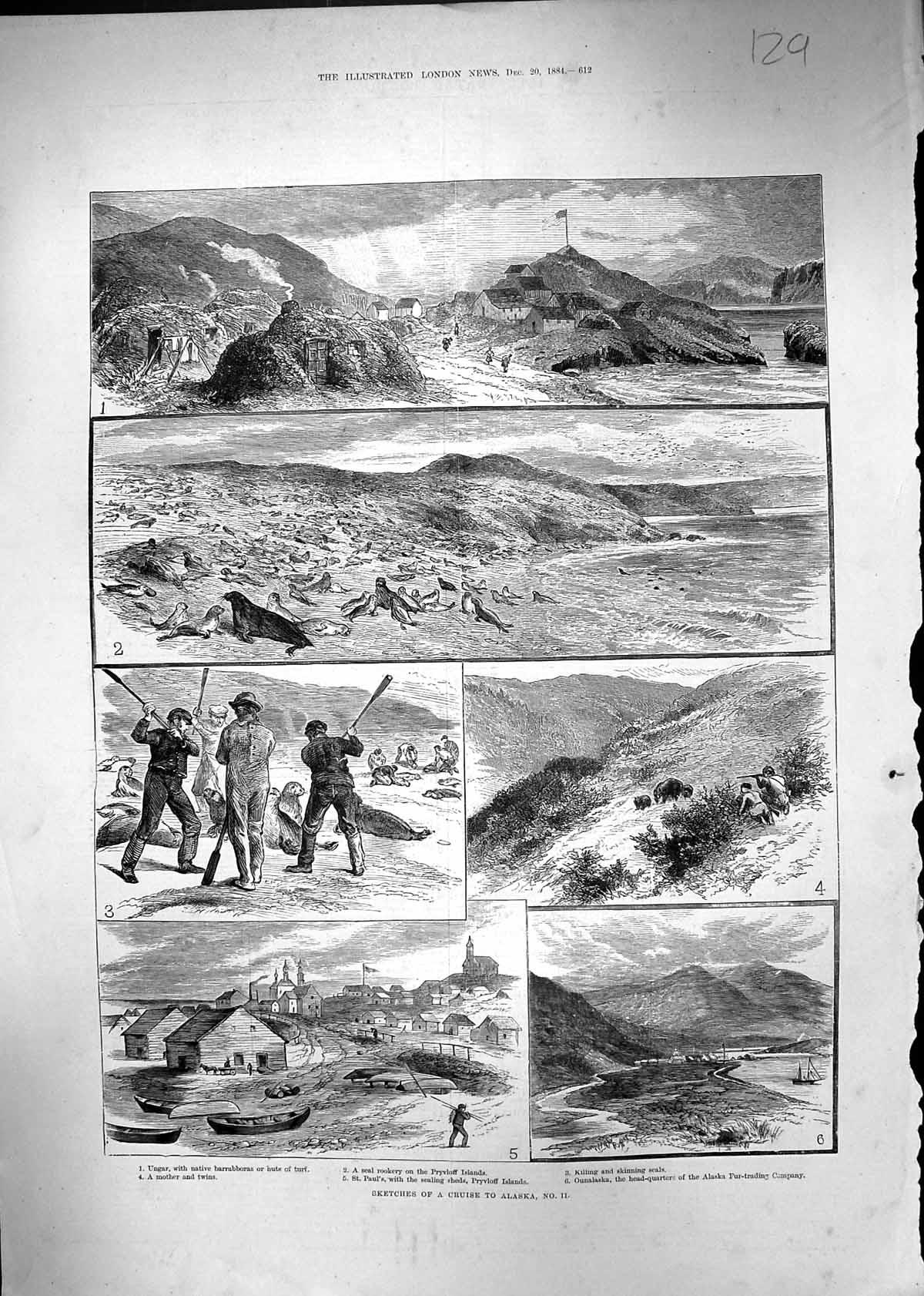 Old 1884 Cruise Alaska Ungar Seal Rockery Pryvloff Seal Hunting Ounal Victorian