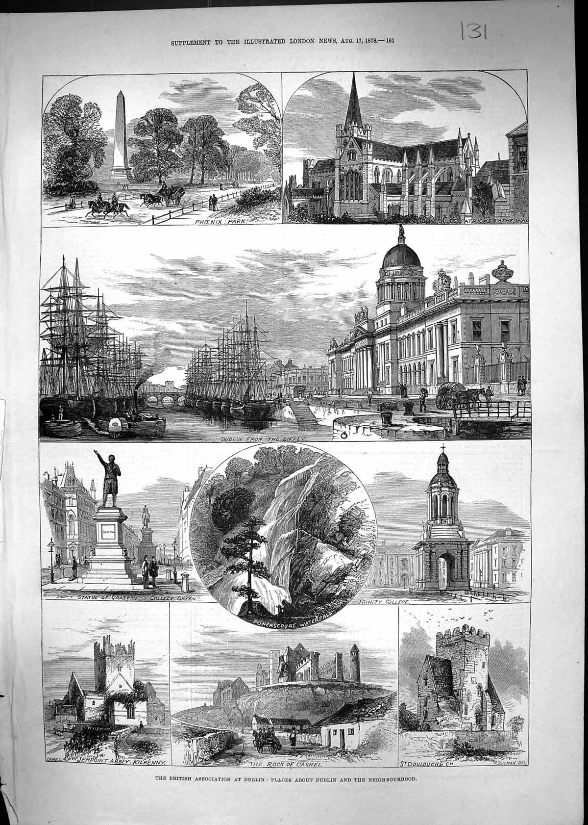 Old 1878 Dublin Ireland Jerpoint Abbey Liffey Ships St. Patrick'S Cat Victorian