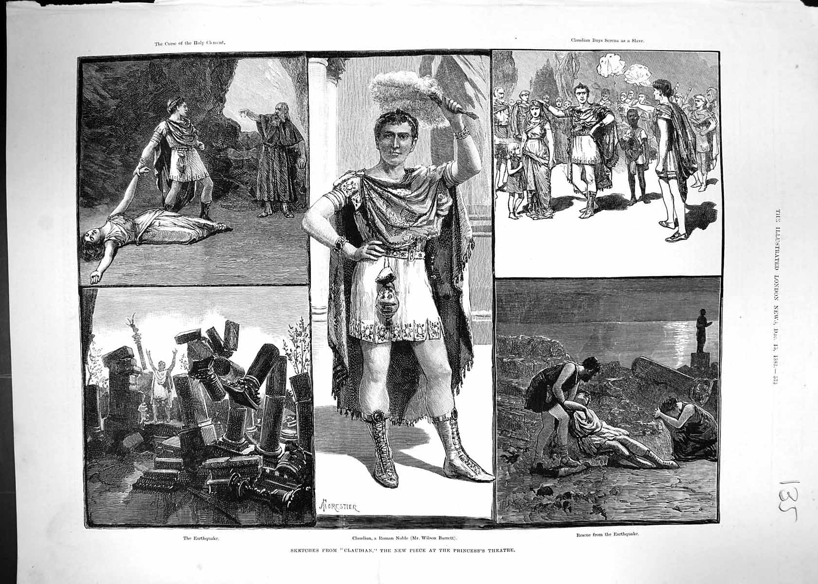 Old 1883 Claudian Princess'S Theatre Curse Holy Clement Earthquake Wi Victorian