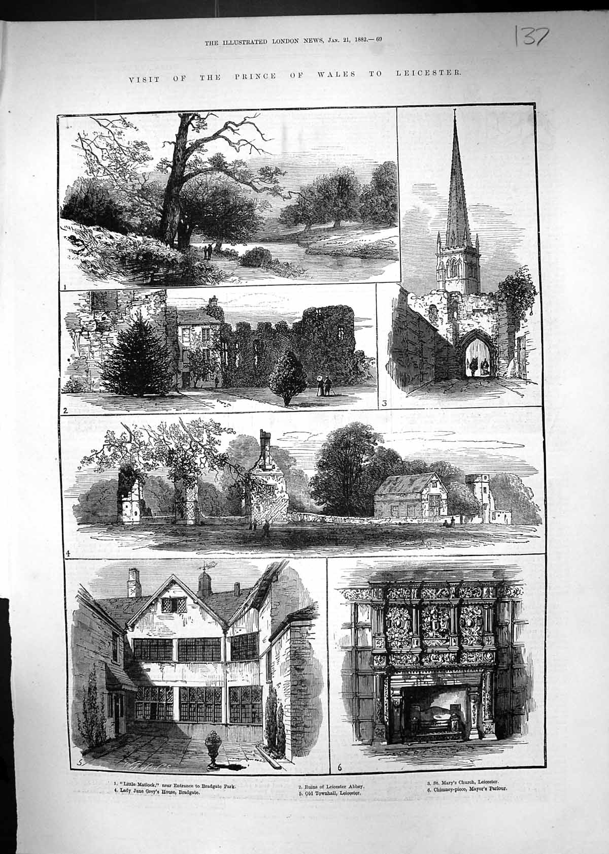 Old 1882 Prince Wales Leicester Matlock Lady Jane Grey House Abbey Ch Victorian