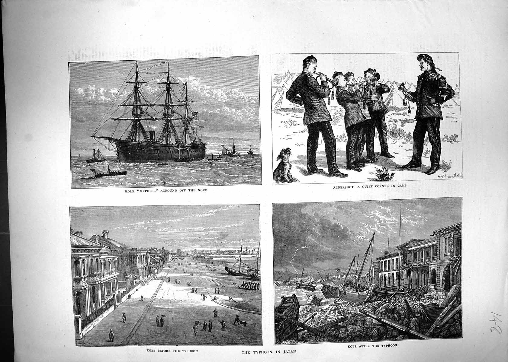 Old 1871 Ship H.M.S. Repulse Nore Typhoon Japan Kobe Aldershot War Ca Victorian
