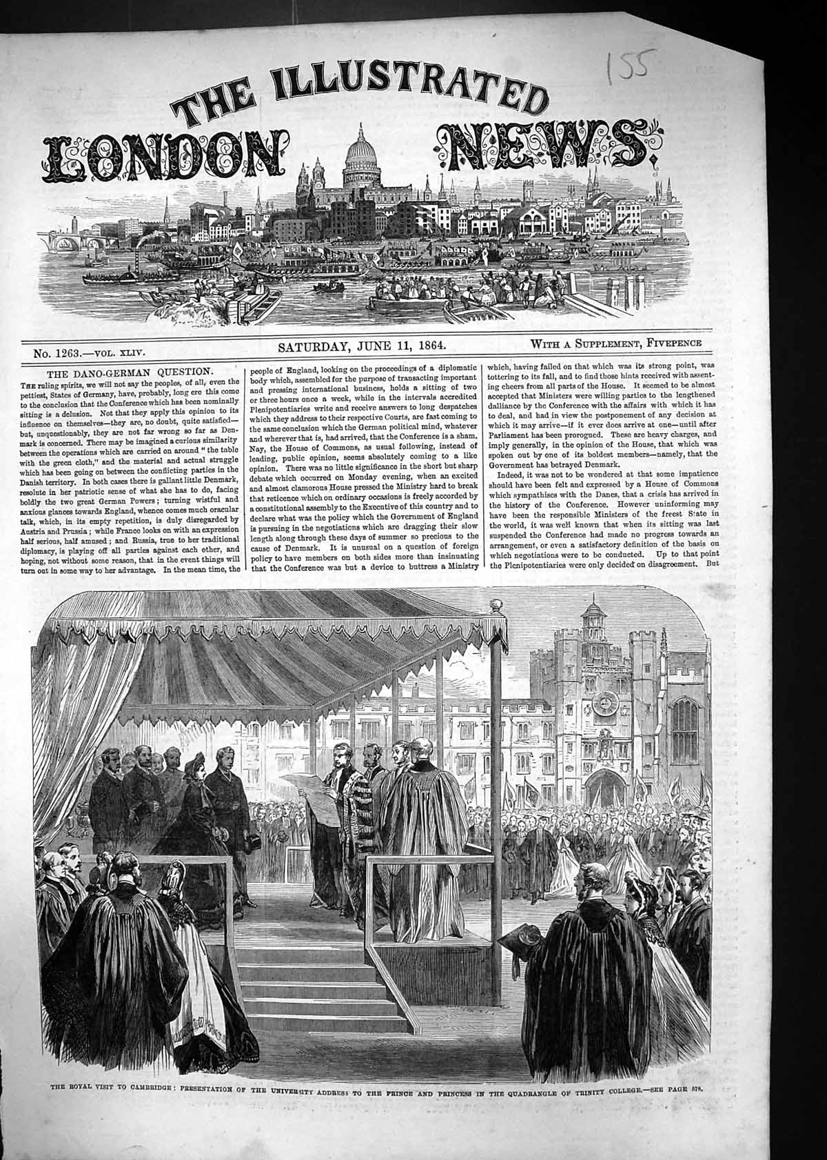 Old 1864 Royal Visit Cambridge University Address Prince Quadrangle T Victorian