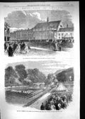 Old 1864 Cambridge College Boat Clubs Prince Wales River Cam Processi Victorian