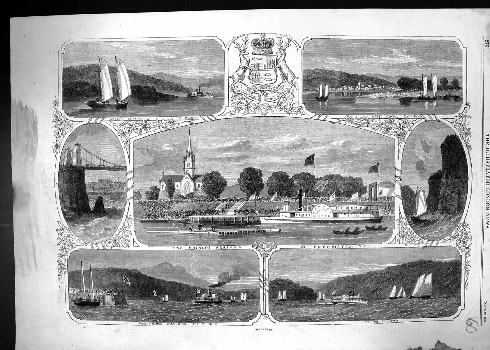 Old 1860 Prince Wales Fredricton Catona Island St. John Narrows Fores Victorian