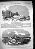 Original Old Antique Print 1859 Boat Breaking Ice St. Lawrence Montreal Canada