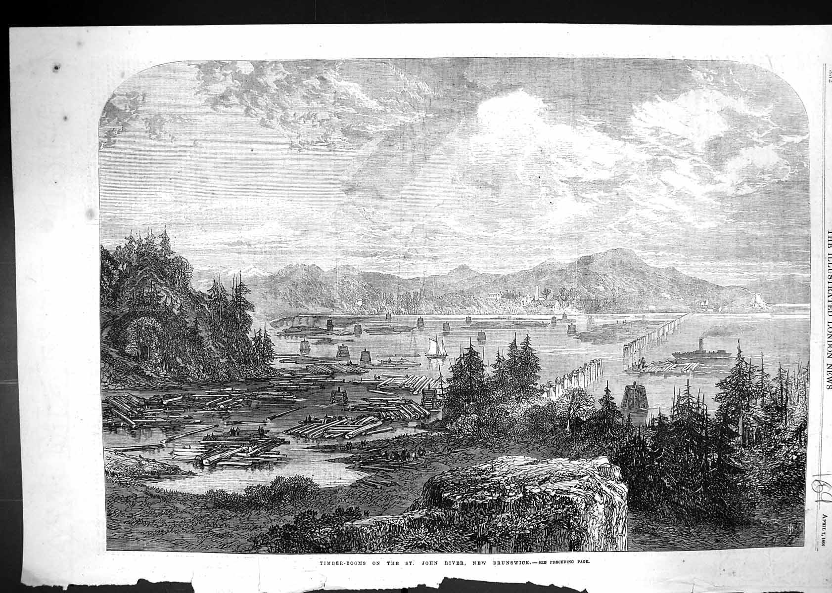 Old 1866 Timber Rooms St. John River New Brunswick Canada Ships Mount Victorian