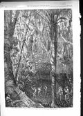 Old 1867 English Railway Surveying Party America Cutting Trees Lake N Victorian