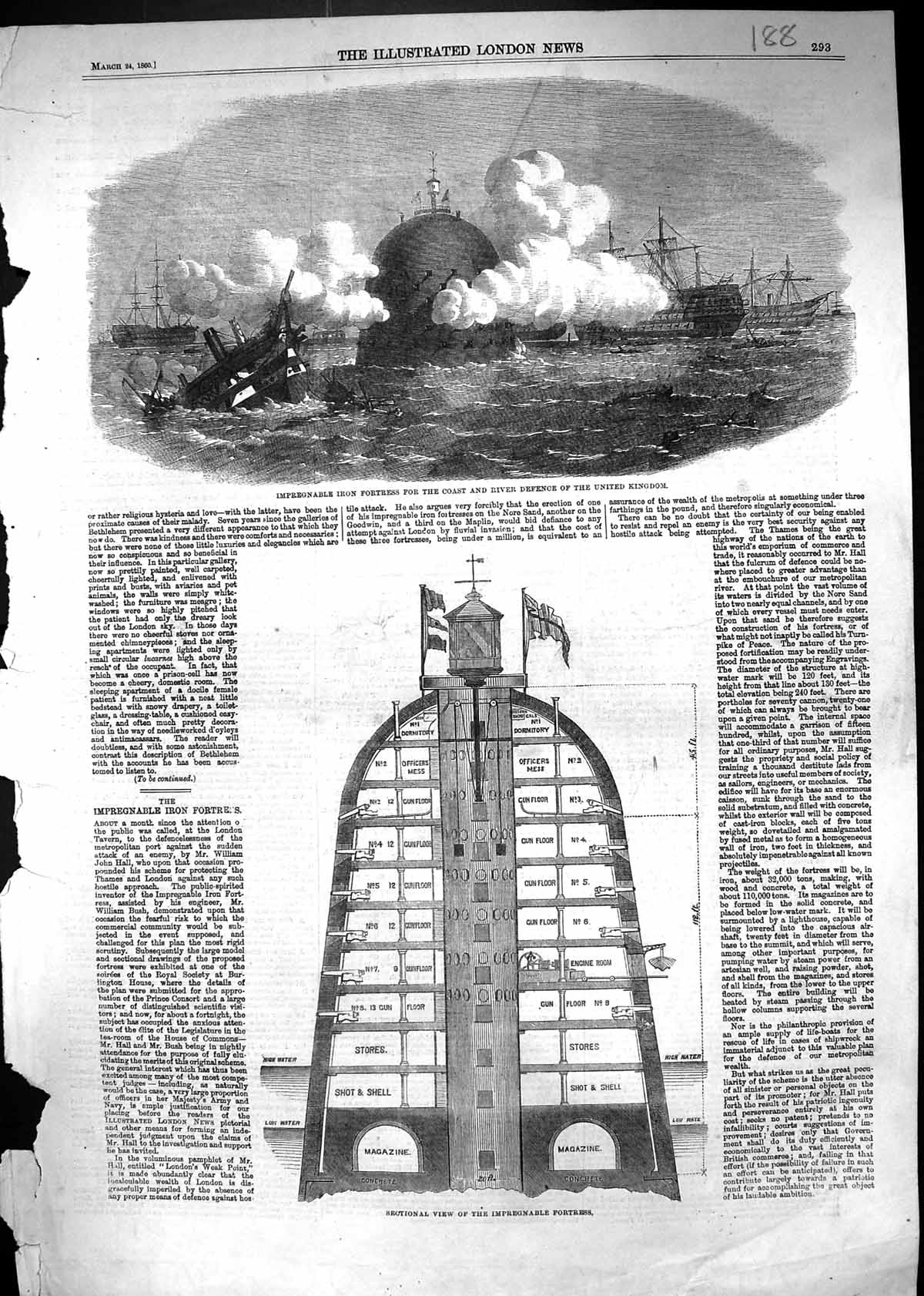 Old 1860 Impregnable Iron Fortress Coast River Defence United Kingdom Victorian