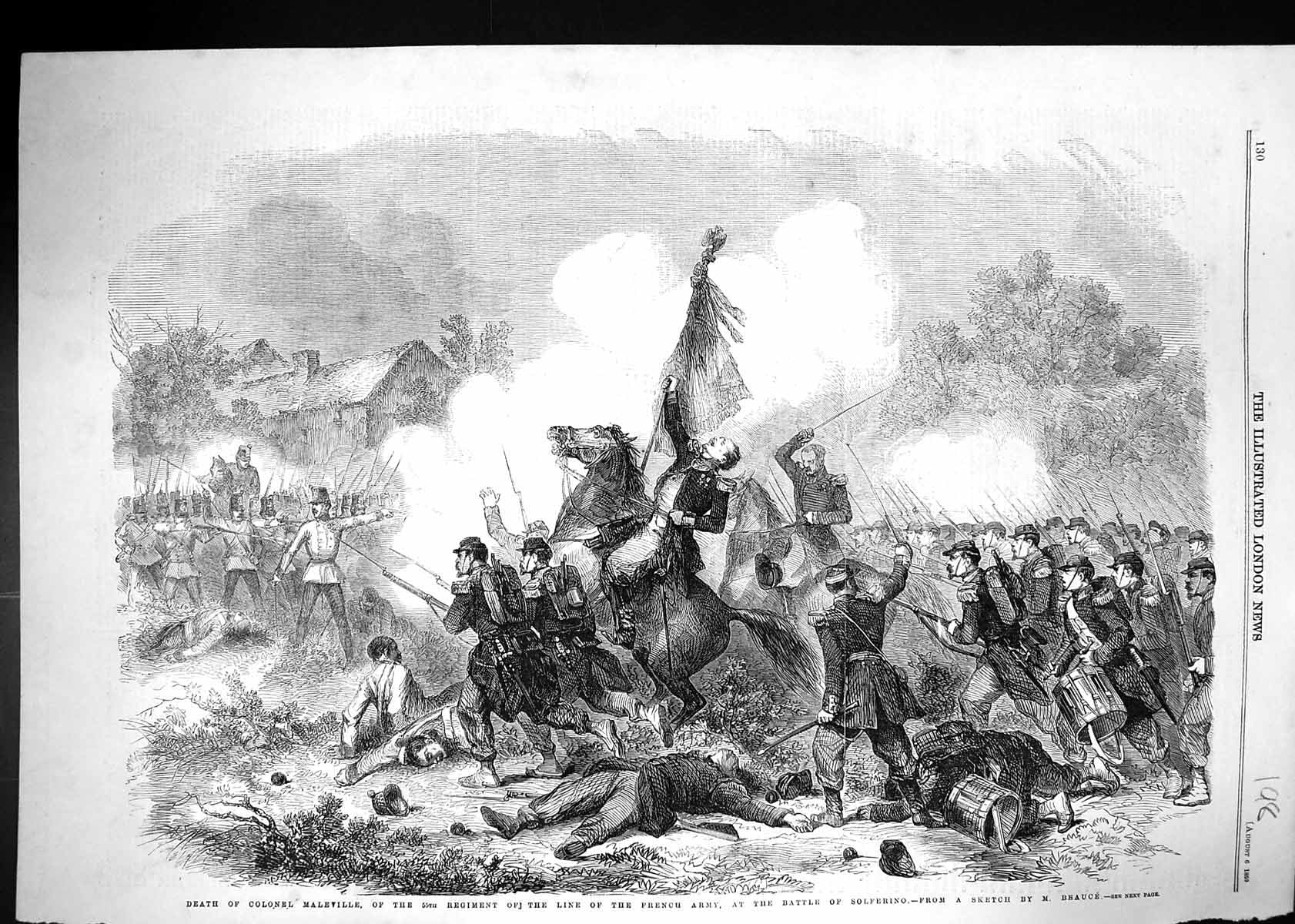 Old 1859 Death Colonel Maleville French Army War Battle Solferino Sol Victorian