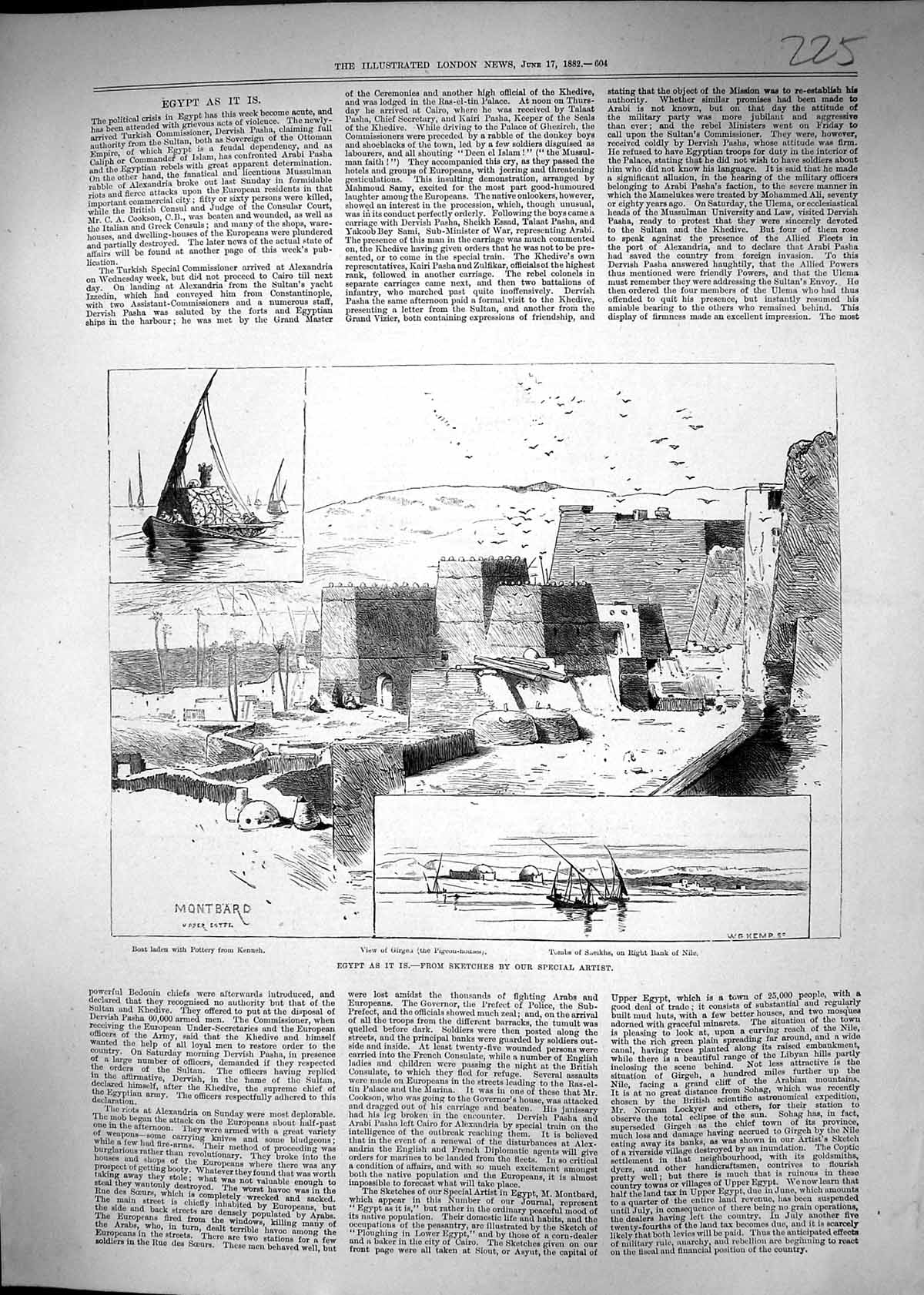 Old 1882 Egypt Boat Pottery Kenneh Girgea Tombs Saeikhs River Nile Pi Victorian