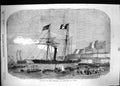 Old Antique Print 1855 Scene Arrival Emperor Empress Dover Ships England 19th