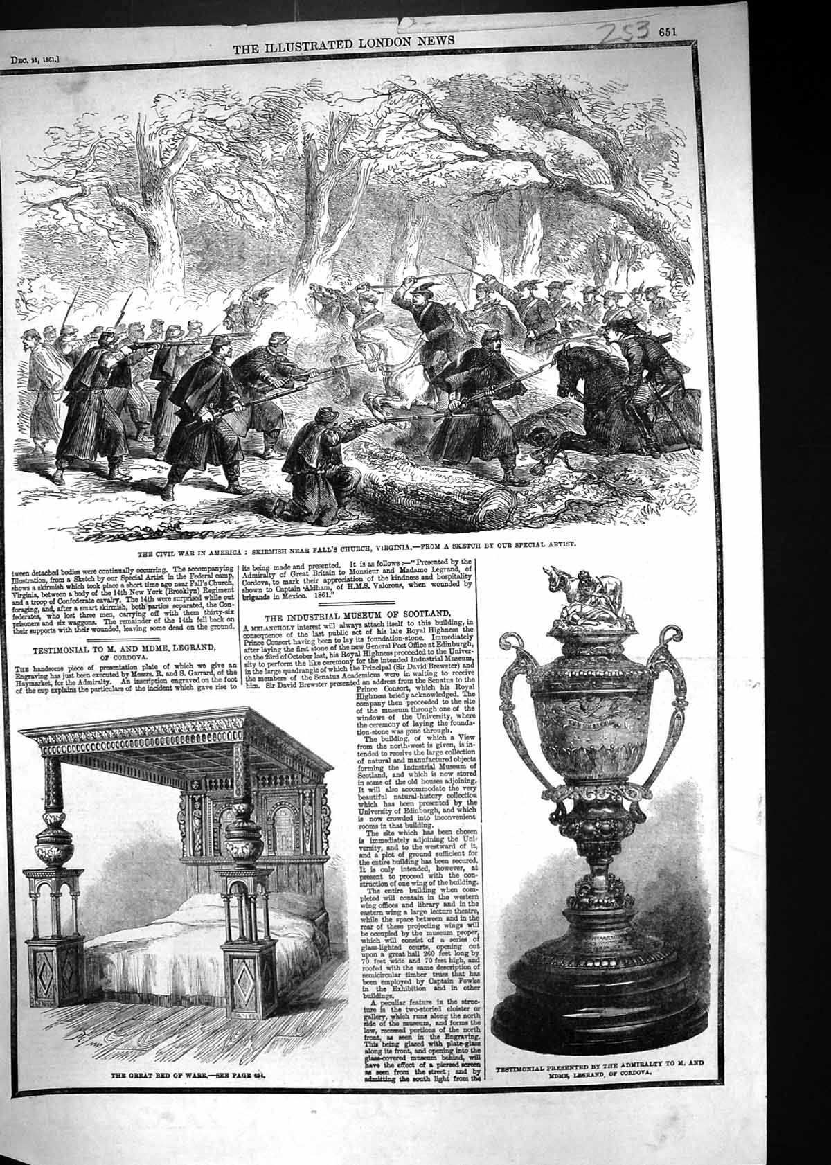 Old 1861 Civil War America Fall'S Church Virginia Bed Ware Testimonia Victorian