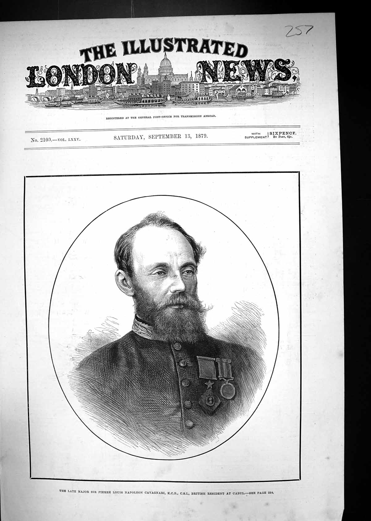 Old 1879 Major Sir Pierre Louis Napoleon Cavagnari British President Victorian