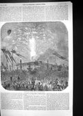 Old Print 1852 Fireworks Place De La Concorde Paris France Seirs Balloon 19th