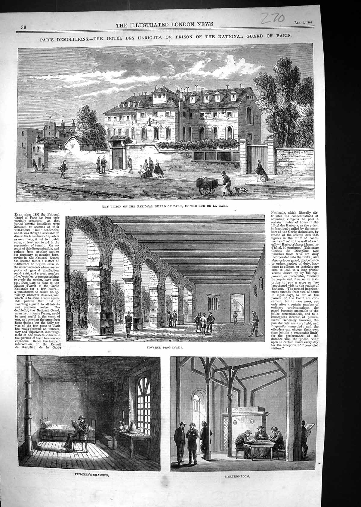 Old 1864 Prison National Guard Paris Rue De La Gare Hotel Des Haricot Victorian