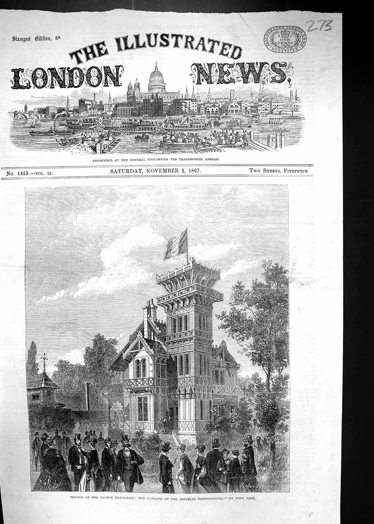 Old 1867 Closing French Exhibition Pavilion Imperial Commissioners Ar Victorian