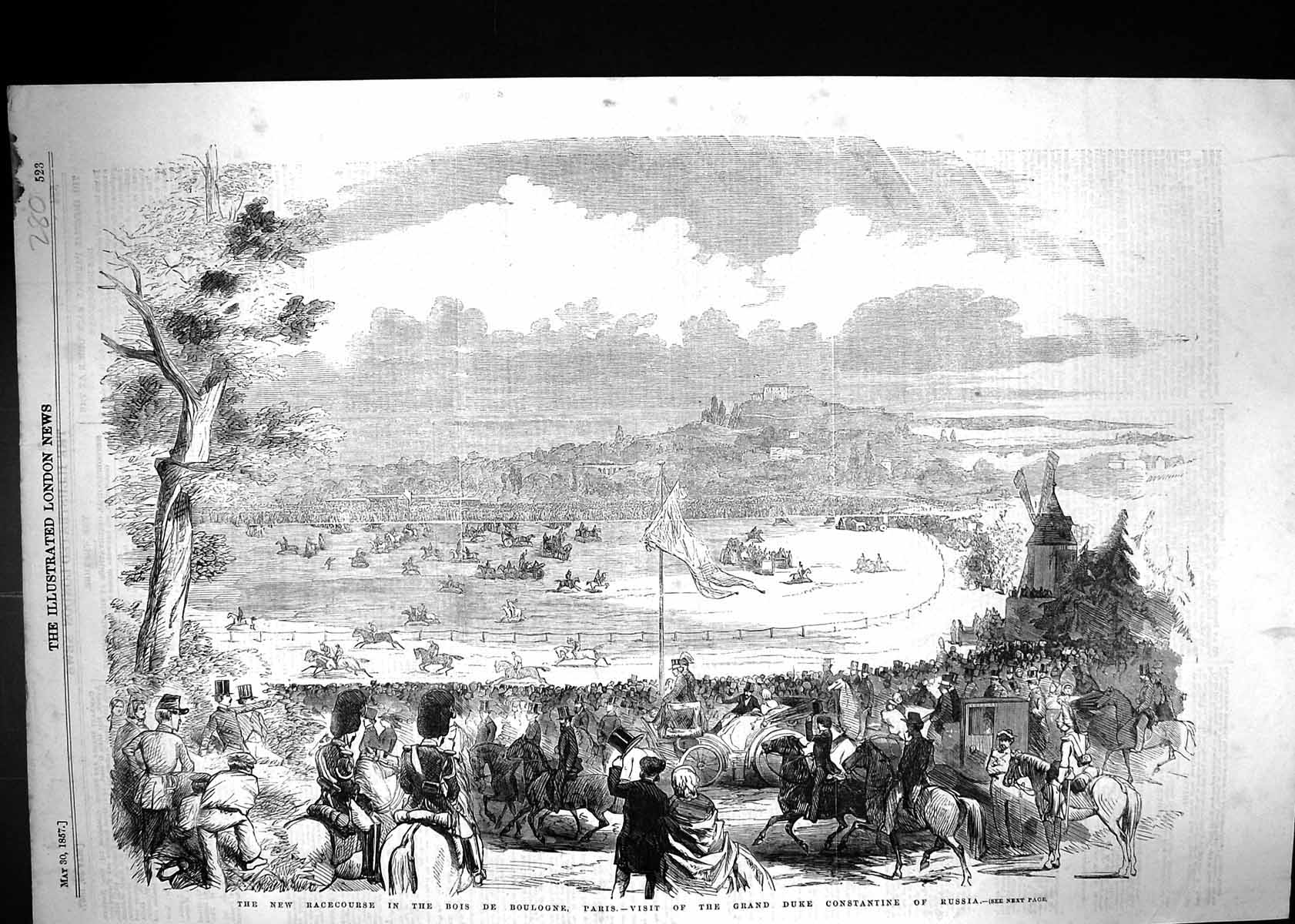 Old 1857 Racecourse Bois De Boulogne Paris France Duke Constantine Ru Victorian