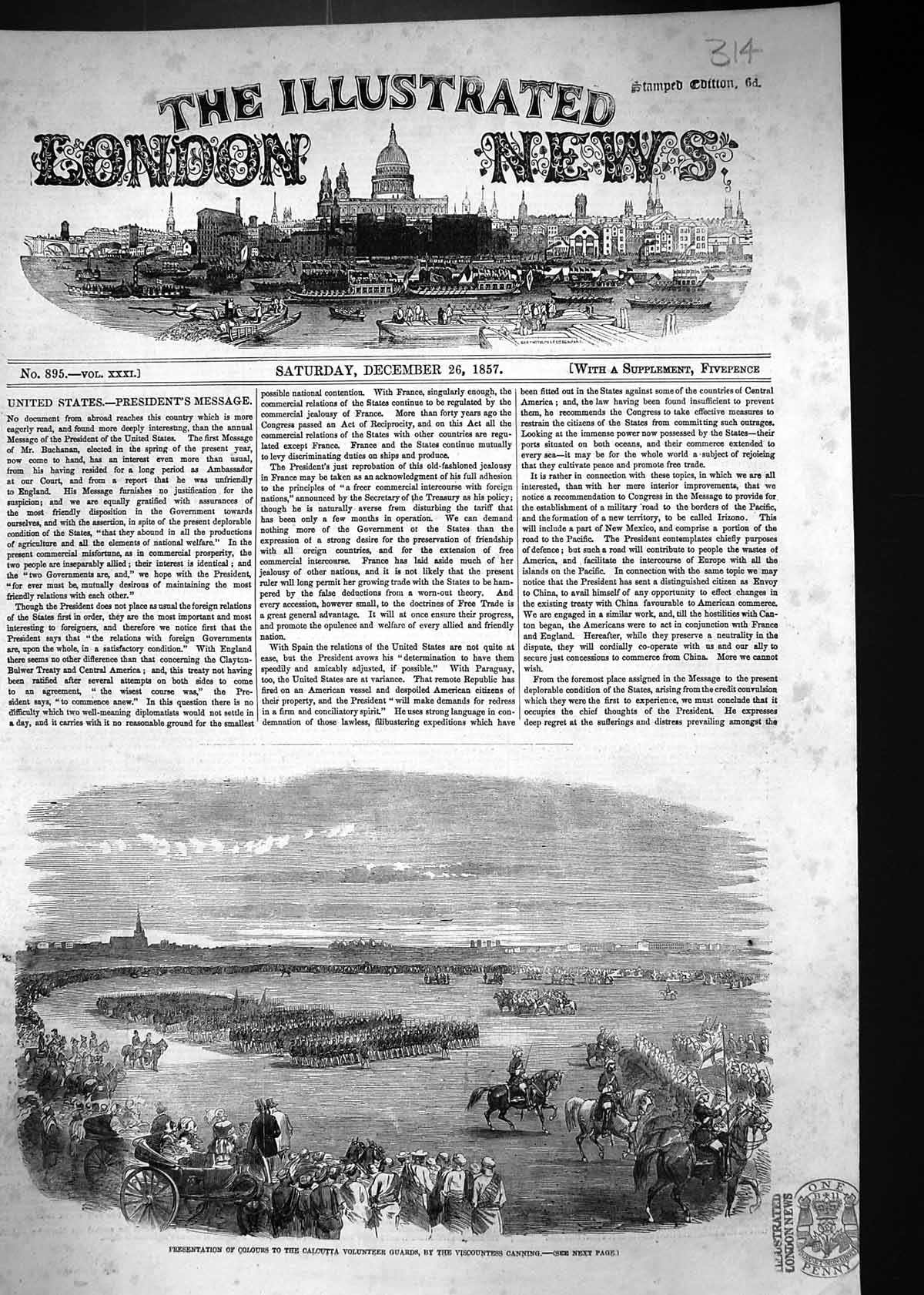 Old 1857 Presentation S Calcutta Volunteer Guards Viscountess Canning Victorian