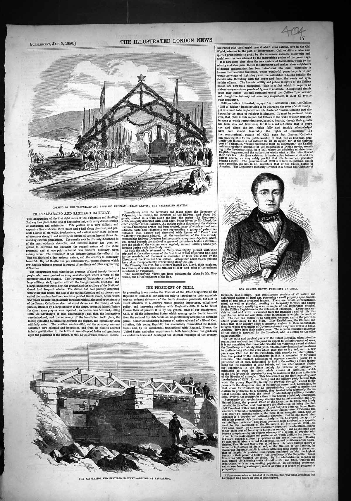 Old 1856 Valparaiso Santiago Railway Train Station Bridge Don Manuel Victorian