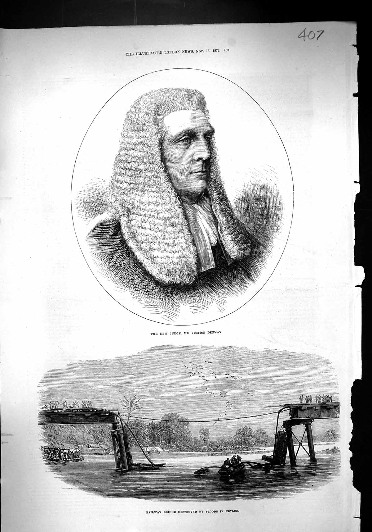 Old 1872 Judge Justice Denman Railway Bridge Destroyed Floods Ceylon Victorian