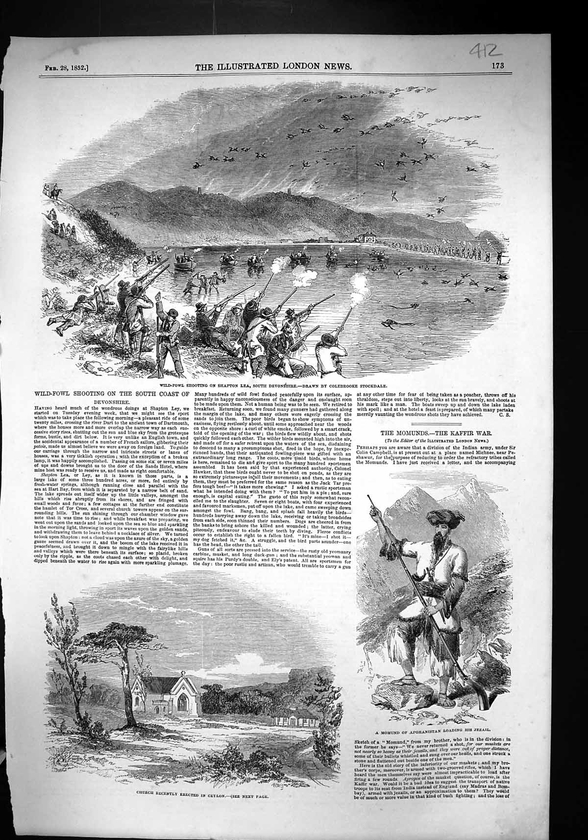 Old 1852 Church Ceylon Momund Afghanistan Jezail Wild-Fowl Shooting S Victorian