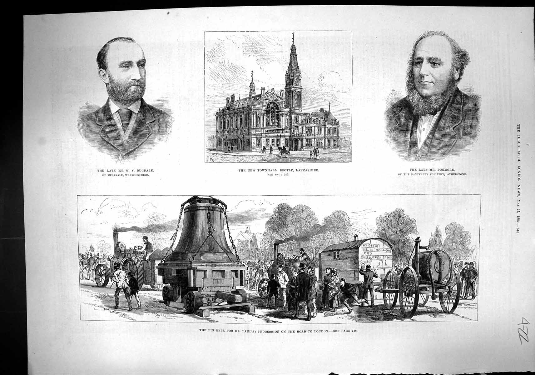 Old 1882 Townhall Bottle Pogmore Dugdale Big Bell St. Paul'S Cathedra Victorian