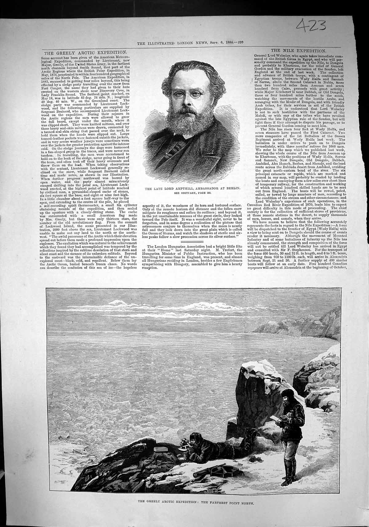 Old 1884 Lord Ampthill Ambassador Berlin Greely Arctic Expedition Nor Victorian