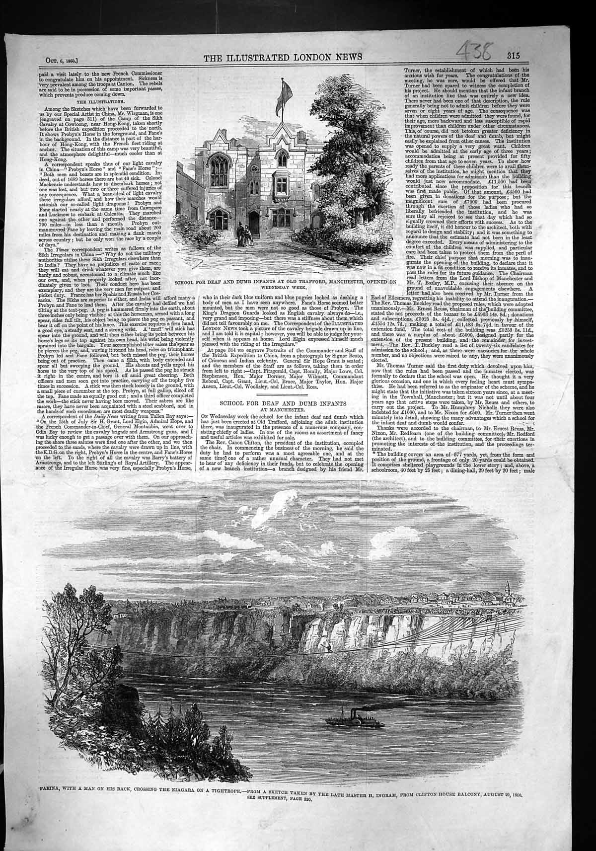 Old 1860 School Deaf Dumb Infants Trafford Farina Niagara Tightrope I Victorian
