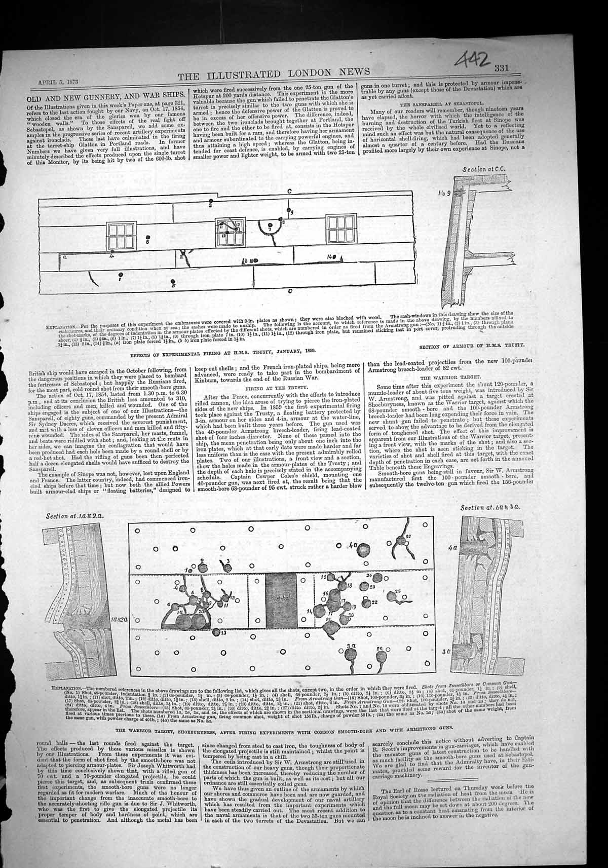 Old 1873 Warrior Target Shoeburyness Armstrong Guns Firing Ship Trust Victorian
