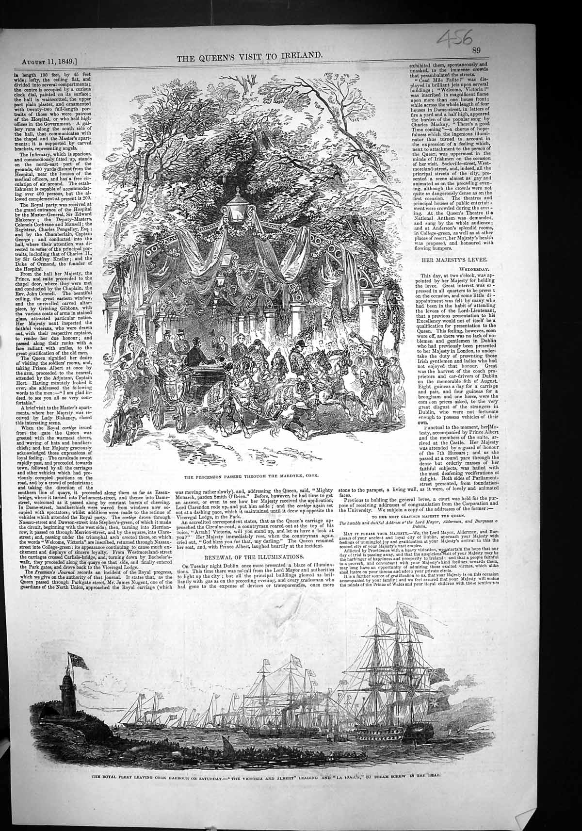 Old 1849 Mardyke Cork Ireland Royal Ships Harbour Victoria Albert La Victorian