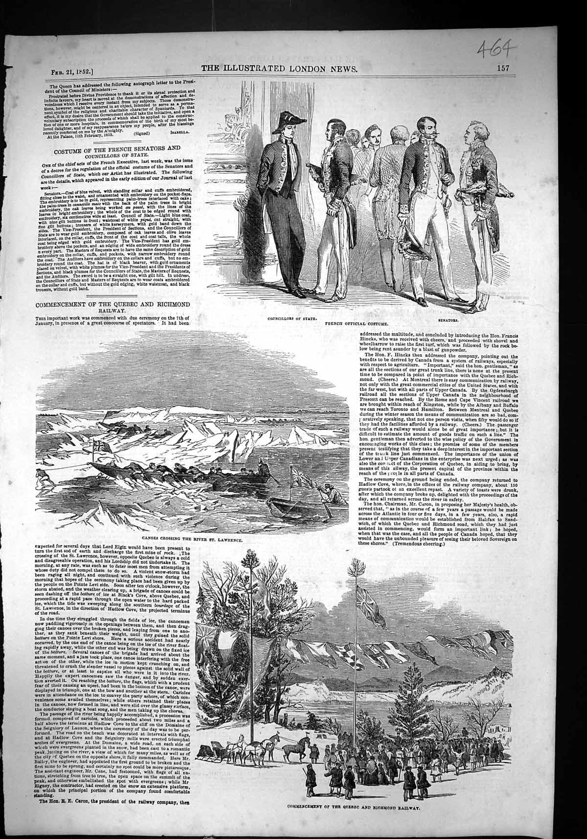 Old Damaged 1852 Quebec Richmond Railway Canoes River Lawrence French Victorian