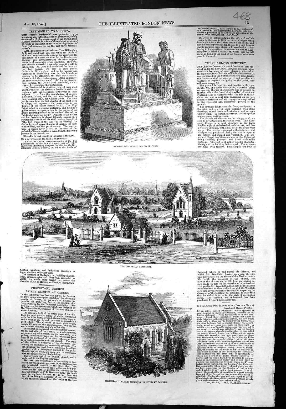 Old 1857 Charlton Cemetery Protestant Church Cannes Testimonial Costa Victorian
