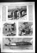 Old 1874 Bridge Regent'S Canal Barge Carrying Powder Petroleum Explos Victorian