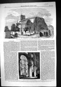 Old Print 1860 Waltham Abbey Church Interior Salmon Cheshunt Architecture 19th