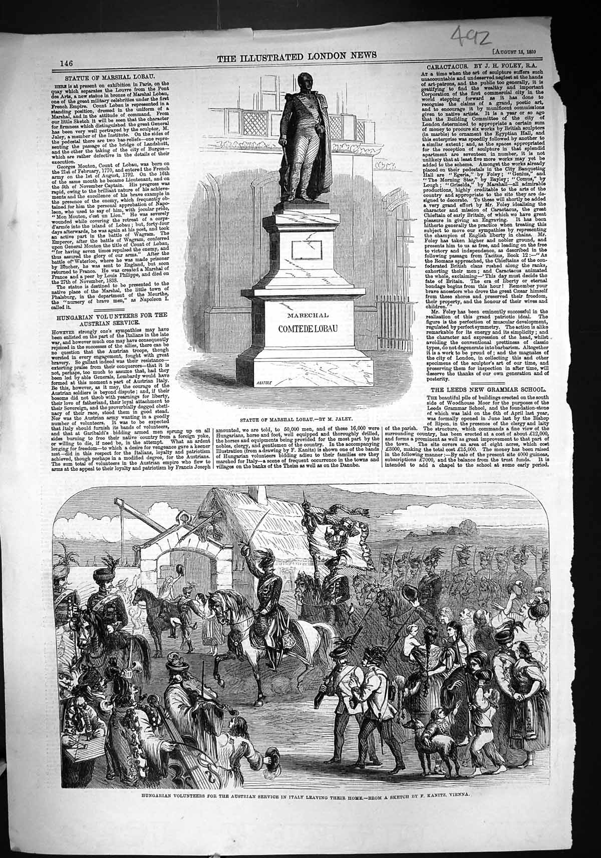 Old 1859 Statue Marshal Lobau Jaley Hungarian Volunteers Austrian Ser Victorian