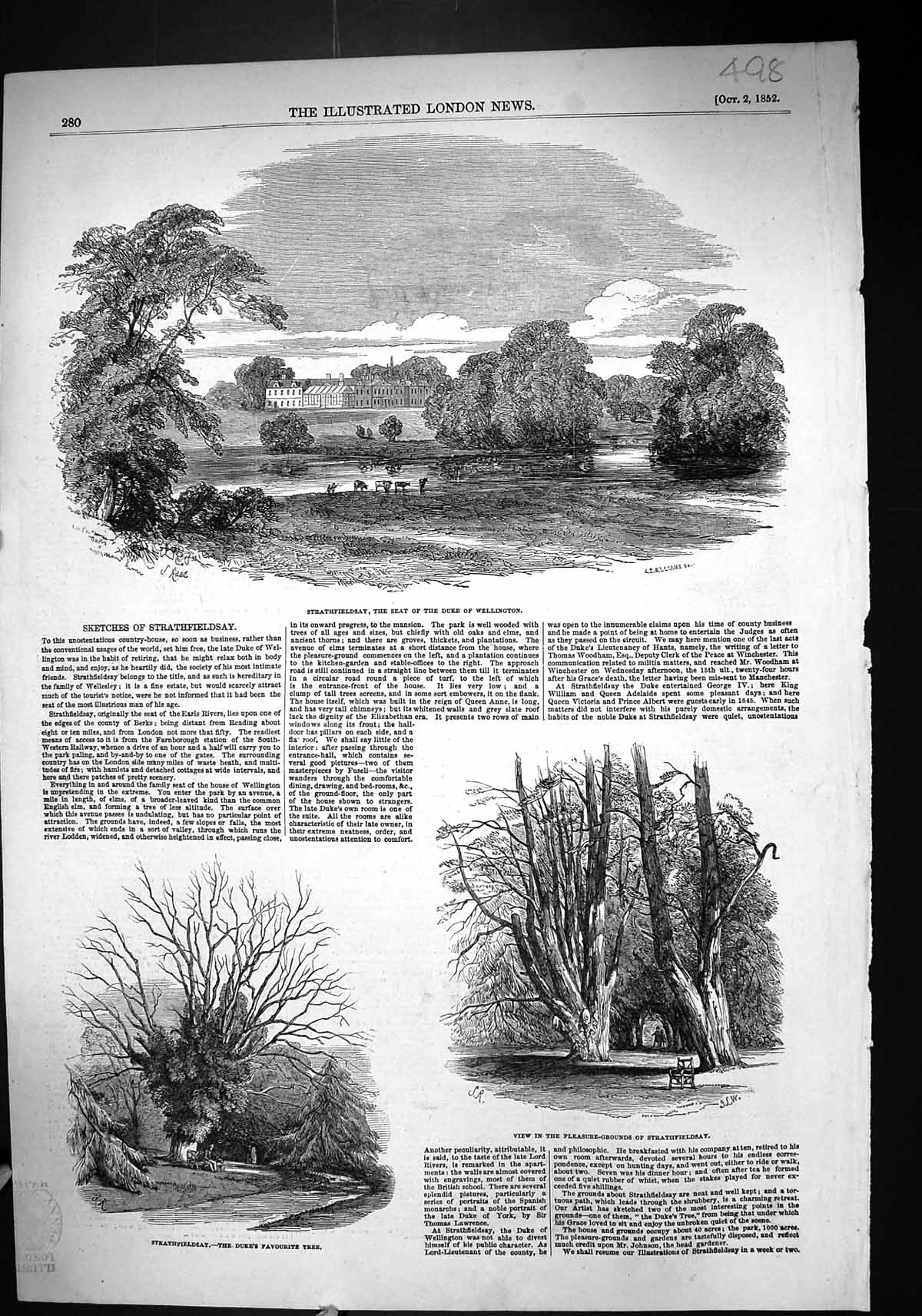 Old 1852 Strathfieldsay Duke Wellington Tree Pleasure Grounds Country Victorian