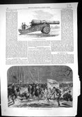Antique Print 1861 Bhurtpoor Gun Woolwich Night Scene Serpentine Fireworks 19th