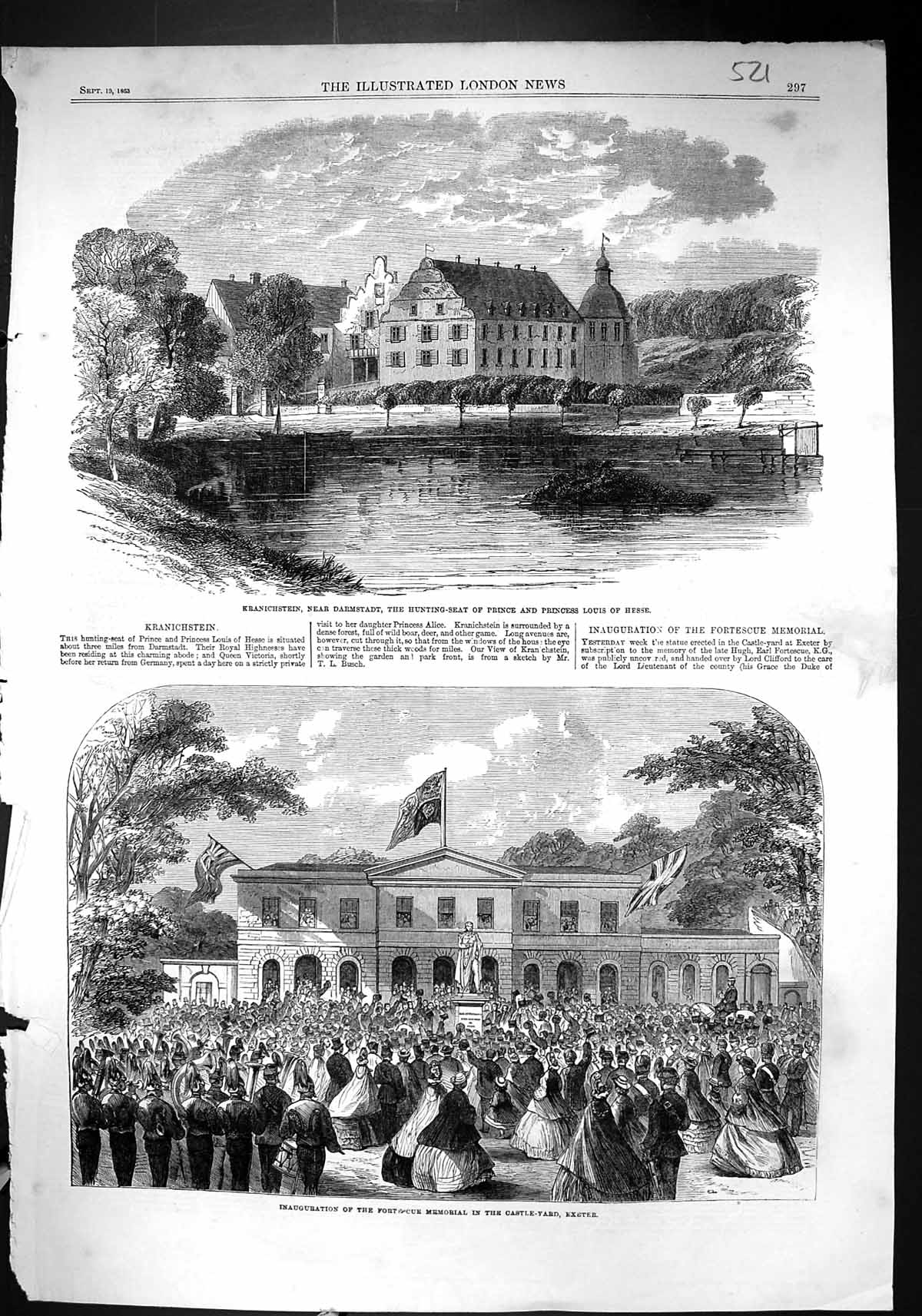Old 1863 Kranichstein Darmstadt Princess Louis Hesse Fortescue Castle Victorian