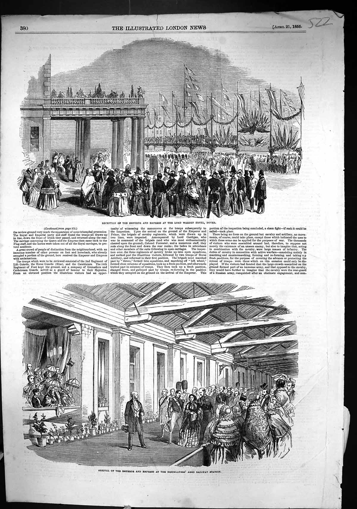 Old 1856 Reception Emperor Lord Warden Hotel Dover Bricklayers Arms R Victorian