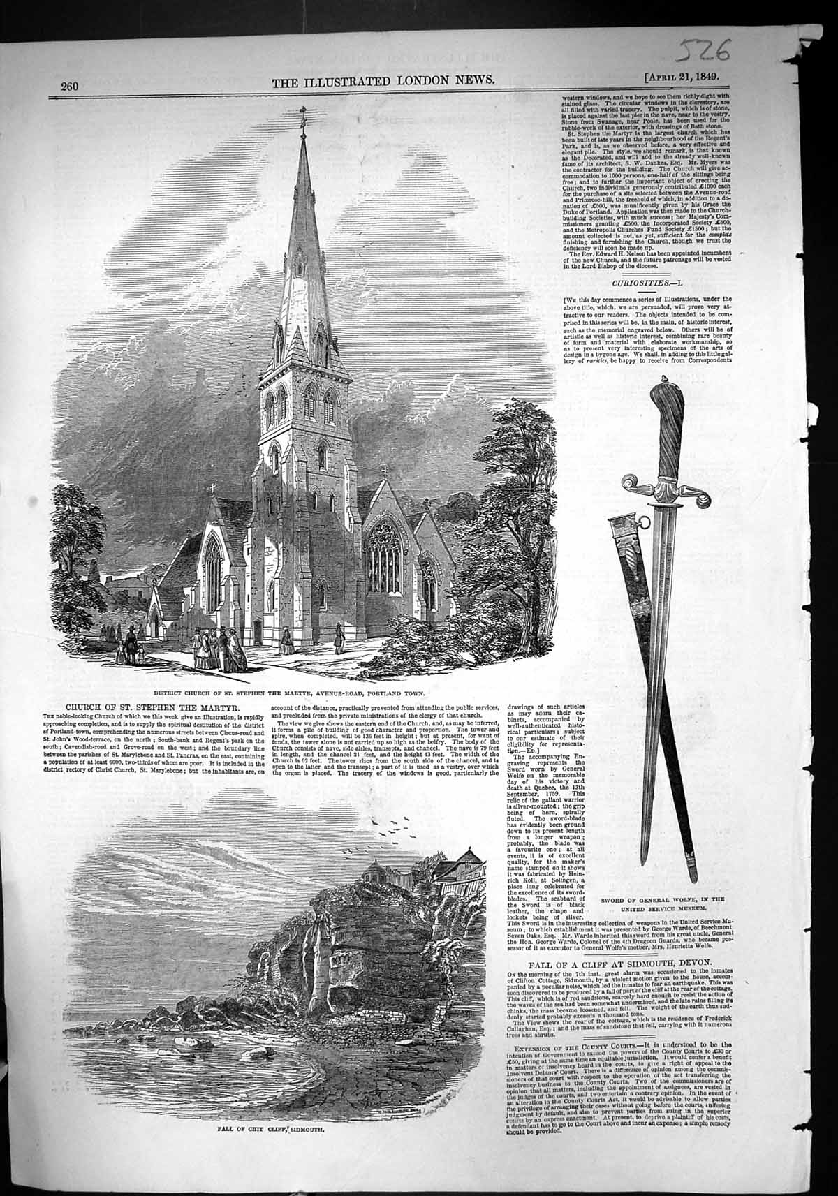 Old 1849 Church St. Stephen Martyr Portland Town Fall Chit Cliff Sidm Victorian