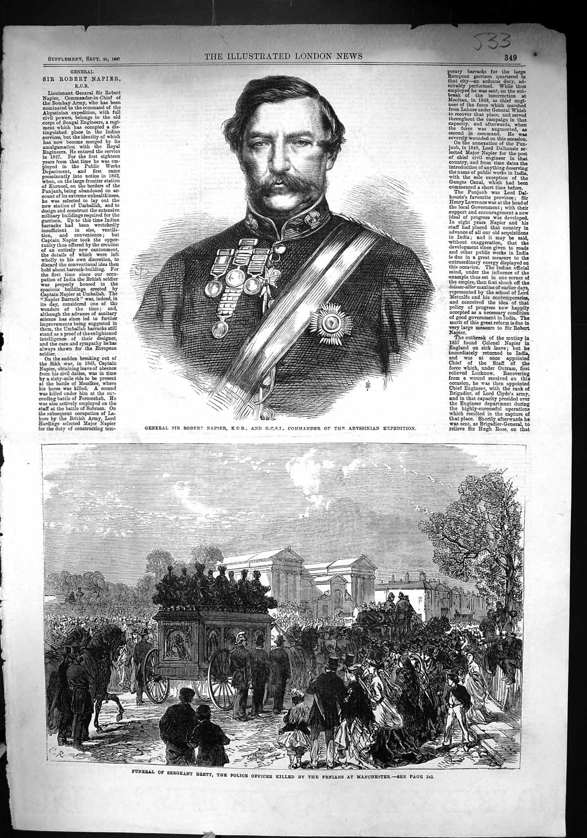 Old 1867 General Robert Napier Commander Abyssinia Funeral Brett Poli Victorian