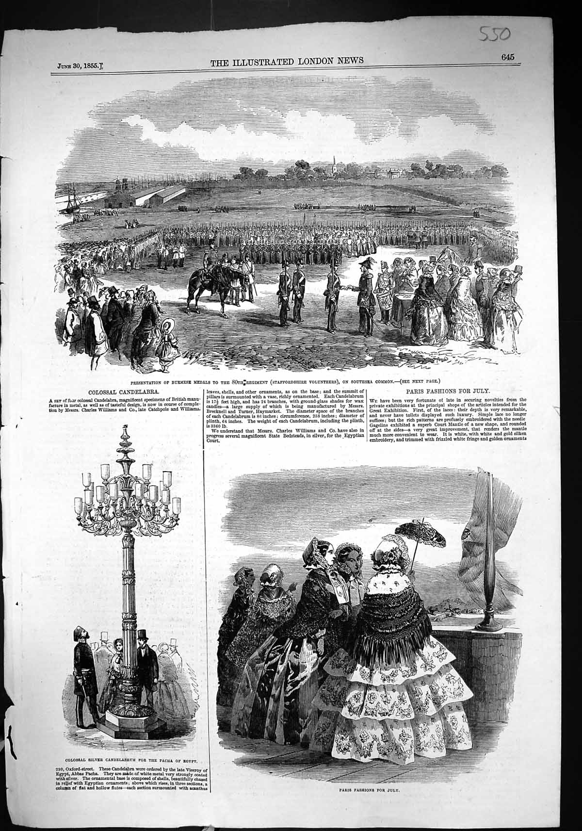 Old 1855 Paris Fashion July Burmese Medals Staffordshire Southsea Pac Victorian