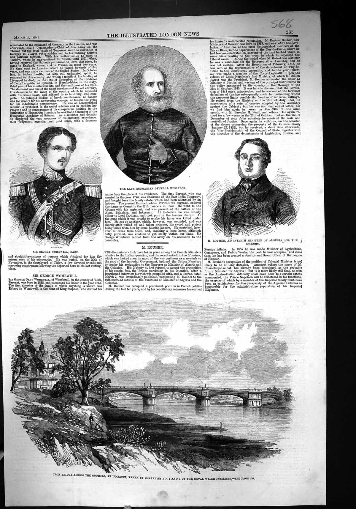 Old 1859 General Meszaros George Wombwell Rouher Iron Bridge Goomtee Victorian